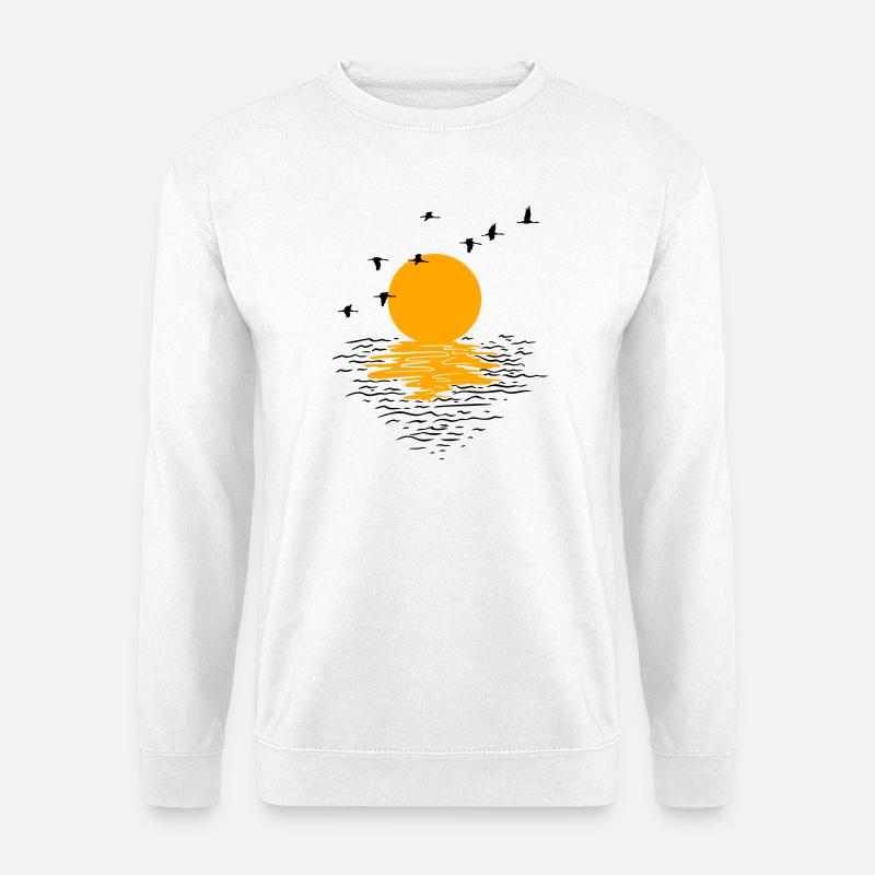 Wildgänse Kraniche Frühling - Unisex Pullover - Weiß