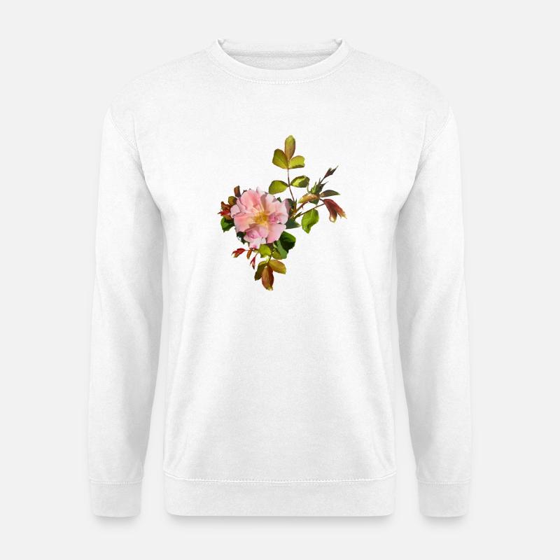 Zarte Rosa Rosenblüte - Unisex Pullover - Weiß