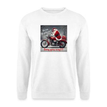 Père Noël à moto - Sweat-shirt Unisexe - blanc - Devant