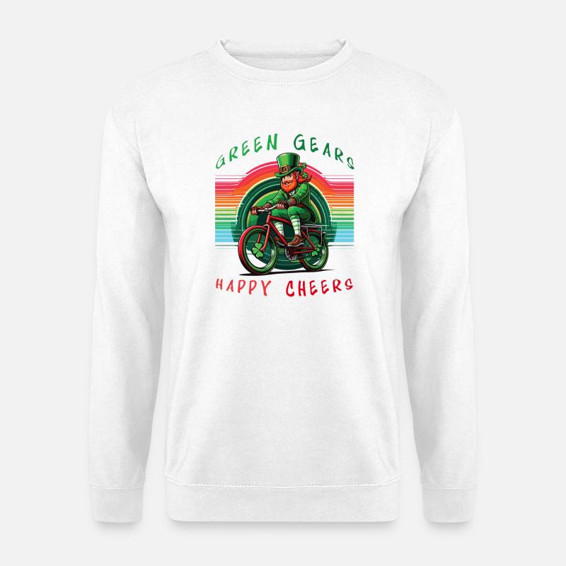 Leprechaun Radfahren St. Patrick's Day Design - Unisex Pullover - Weiß