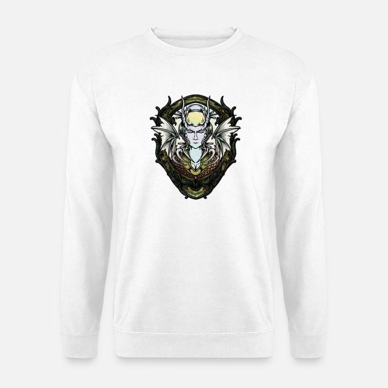 Dunkle Fantasy-Kreatur mit Flügeln. - Unisex Pullover - Weiß