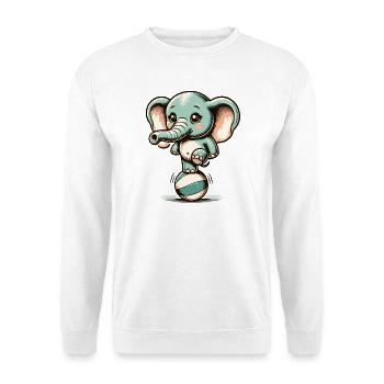 niedlicher Cartoon-Elefant auf Gymnastikball - Unisex Pullover - Weiß - Vorne