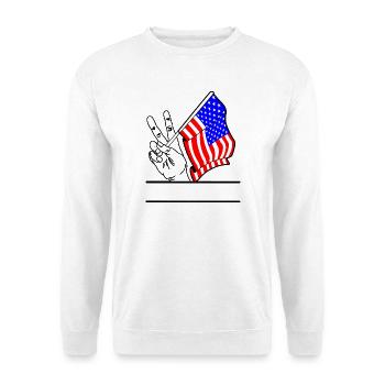 Flagge USA transparentes Peace-Zeichen Textraum - Unisex Pullover - Weiß - Vorne