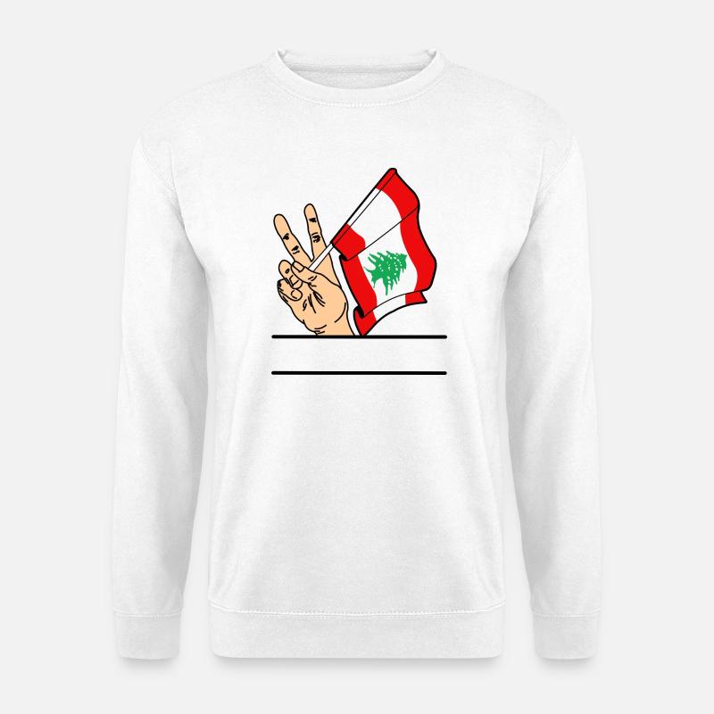 Flagge Libanon Friedenszeichen Textraum - Unisex Pullover - Weiß