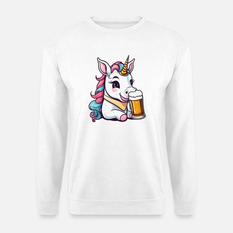 Beschwipstes / betrunkenes Einhorn - Unisex Pullover - Weiß