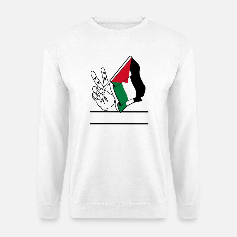 Flagge Palästina Friedenszeichen Textraum - Unisex Pullover - Weiß