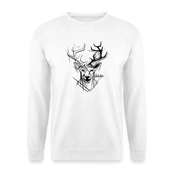 Rentier geometrisch Tattoo Hirsch Elch Natur Logo - Unisex Pullover - Weiß - Vorne