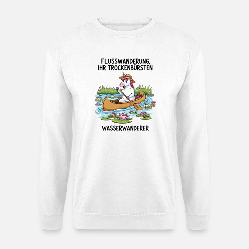 Einhorn Kanufahrt - Unisex Pullover - Weiß