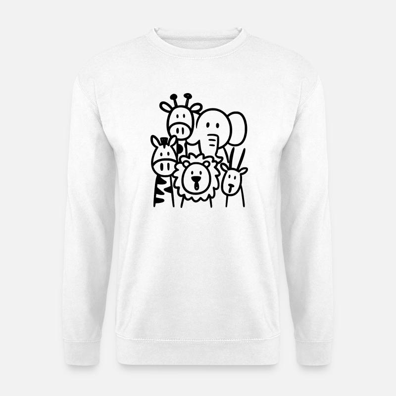 Safari Tiere Illustration Kinder - Unisex Pullover - Weiß