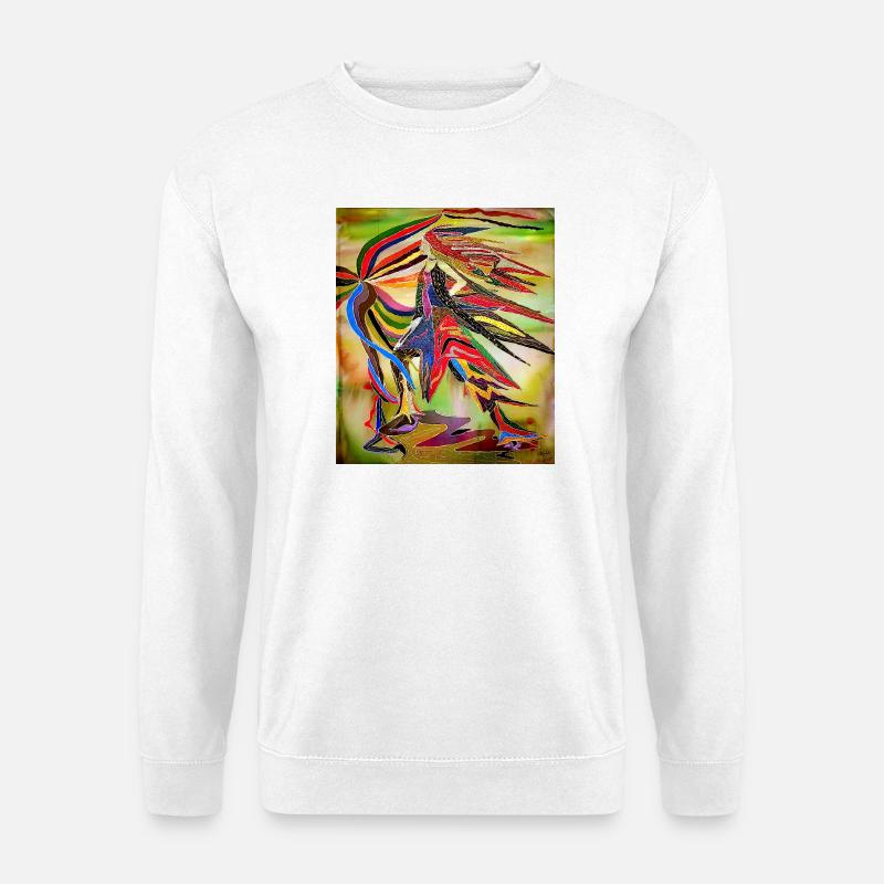 Bunter Adler in lebendiger Abstraktion - Unisex Pullover - Weiß