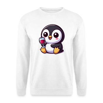 Süßer Pinguin Weinliebhaber Cartoon Chibi Rotwein - Unisex Pullover - Weiß - Vorne