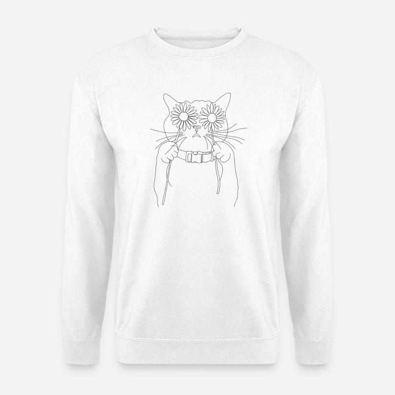 Cat with Daisies - Unisex Sweatshirt - white