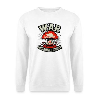 KRIEG – Organisierte Idiotie - Unisex Pullover - Weiß - Vorne - Alina (178cm) & Michal (187cm)
