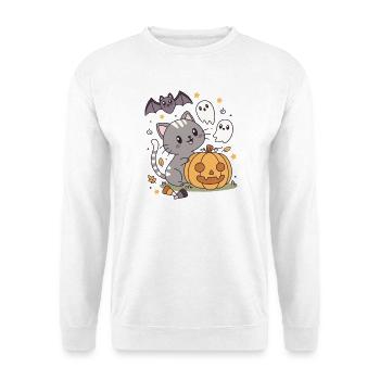 Halloween Kawaii Design Cat Pumpkin Ghosts - Unisex Sweatshirt - white - Front