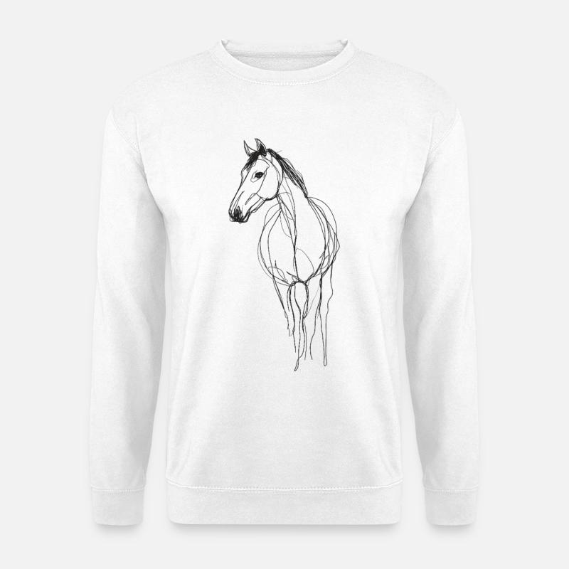 Line Art Pferd - Unisex Pullover - Weiß