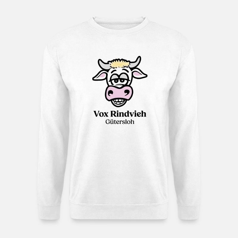 Humorvolle Kuh mit Lachgesicht - Unisex Pullover - Weiß