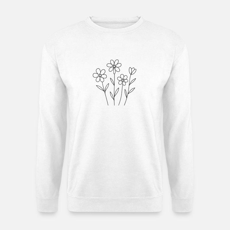 Minimalistische Blumen - Unisex Pullover - Weiß