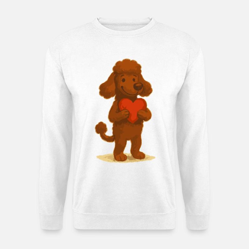 Pudel mit Herz Cartoon Liebe - Unisex Pullover - Weiß