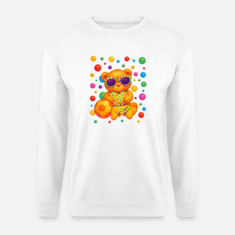 Lebendige Teddy-Gamer-Party-Kunst - Unisex Pullover - Weiß