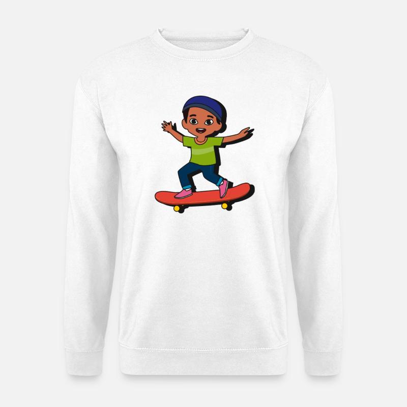 Cartoon Skateboard Kid - Unisex Pullover - Weiß