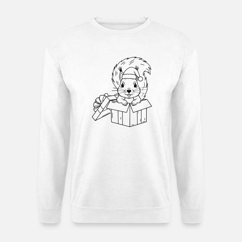 Süßes Weihnachts-Eichhörnchen in Geschenkbox - Unisex Pullover - Weiß