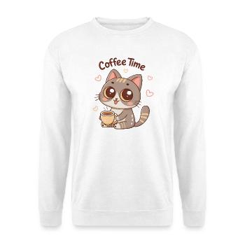 Kätzchen-Kaffeezeit - Unisex Pullover - Weiß - Vorne