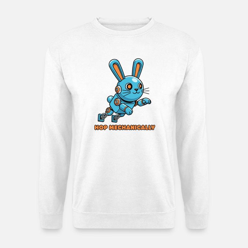 Blauer Mechanischer Hoppbunny - Unisex Pullover - Weiß