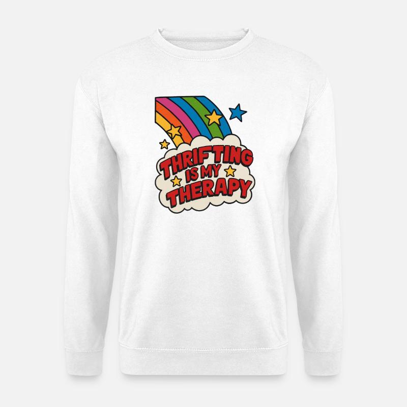Thrifting Therapy Rainbow Patch - Unisex Sweatshirt - white