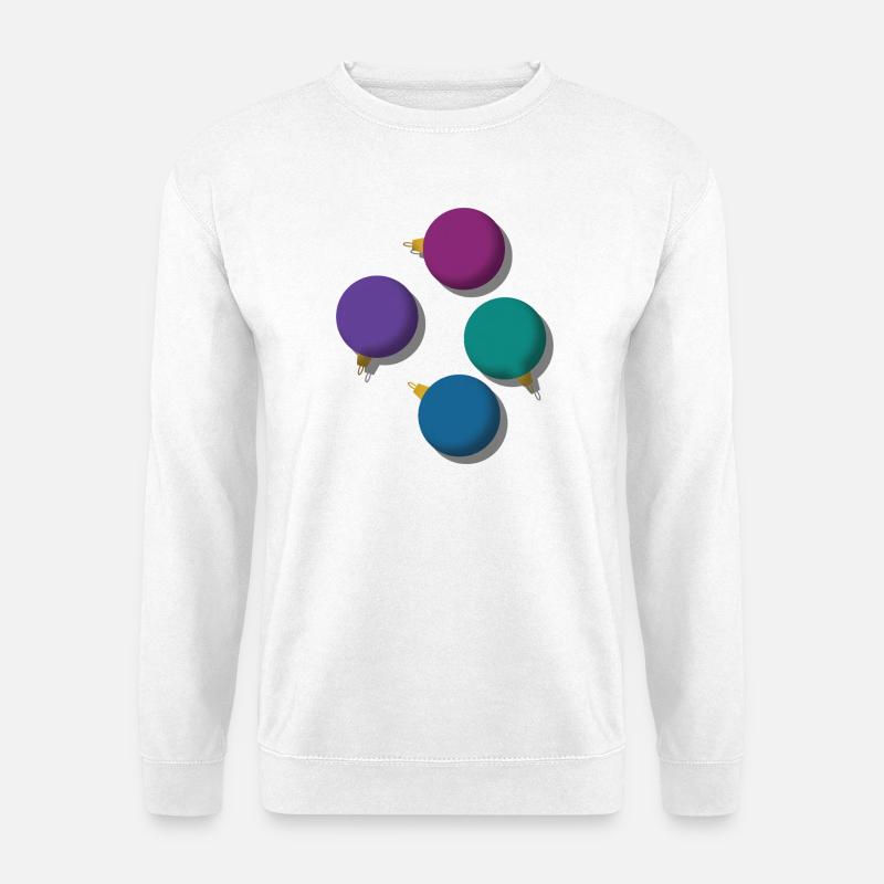 4 bunte Weihnachtskugeln  - Unisex Pullover - Weiß