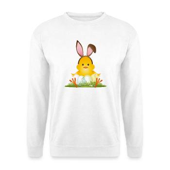 Niedliches Osterküken mit Hasenohren & Ostereiern - Unisex Pullover - Weiß - Vorne