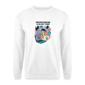 Prokrastination: Die Kunst der Remote-Arbeit und des Rushes - Unisex Pullover - Weiß - Vorne