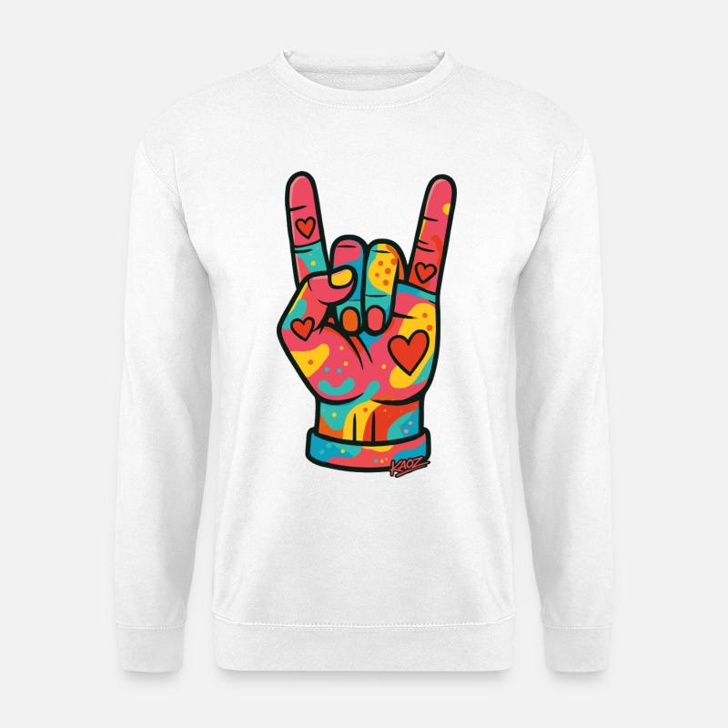 Vivid Heart Felshand - Unisex Pullover - Weiß