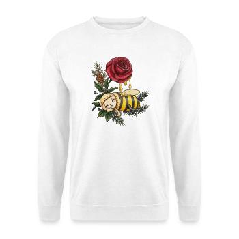 Honigbiene träumt zwischen Rosen - Unisex Pullover - Weiß - Vorne