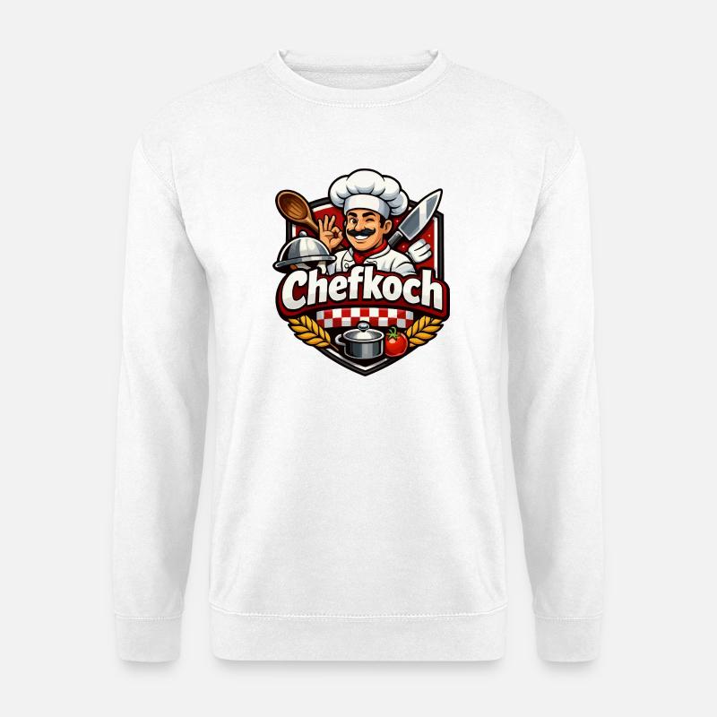 Chefkoch Cartoon Motiv Küchenheld - Unisex Pullover - Weiß