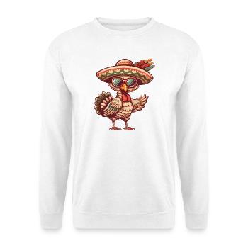 Sombrero comique drôle de la bande dessinée de la dinde - Sweat-shirt Unisexe - blanc - Devant