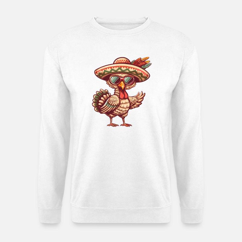 Turkey Comic Funny Sombrero - Unisex Sweatshirt - white