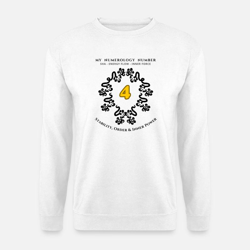 Numéro 4 Symbole de Stabilité, d’Ordre et de Force - Sweat-shirt Unisexe - blanc