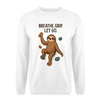 Zen Faultier: Grip Let Go Klettern - Unisex Pullover - Weiß - Vorne