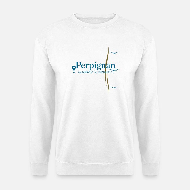 Perpignan Küstenkoordinatenemblem - Unisex Pullover - Weiß