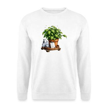 Grüner Gedanke Topfpflanze - Unisex Pullover - Weiß - Vorne
