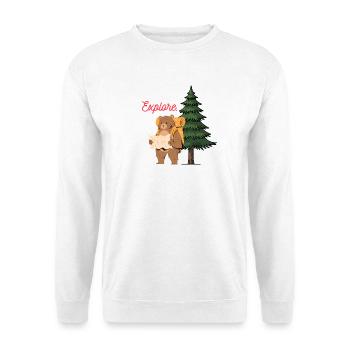 Explore Camping Shirt – Bear in the Woods - Sweat-shirt Unisexe - blanc - Devant