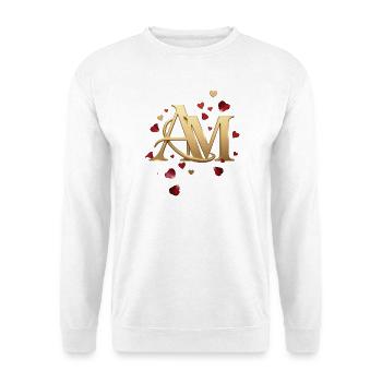 Monogramme Golden AM avec pétales de rose - Sweat-shirt Unisexe - blanc - Devant