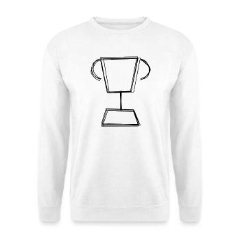 Pokal handgezeichnet - Unisex Pullover - Weiß - Vorne - Alina (178cm) & Michal (187cm)
