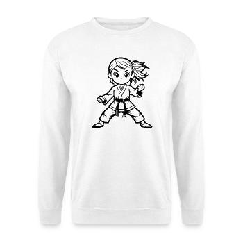 Karate Girl - Unisex Pullover - Weiß - Vorne - Alina (178cm) & Michal (187cm)