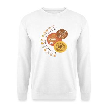Vintage Blüten Fantasie - Unisex Pullover - Weiß - Vorne - Alina (178cm) & Michal (187cm)