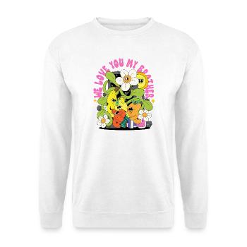Wir lieben dich, mein Bruder Frucht-Cartoon - Unisex Pullover - Weiß - Vorne - Alina (178cm) & Michal (187cm)