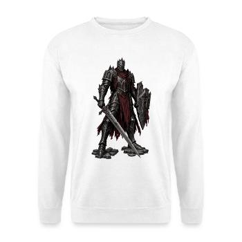Dunkler Ritter mit Schwert und Schild - Unisex Pullover - Weiß - Vorne - Alina (178cm) & Michal (187cm)