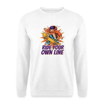 Skateboard Ride Your Own Line Cartoon Streetwear - Unisex Pullover - Weiß - Vorne - Alina (178cm) & Michal (187cm)