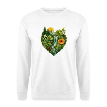 Naturliebhaber Ich liebe Natur Naturschutz Herz - Unisex Pullover - Weiß - Vorne - Alina (178cm) & Michal (187cm)
