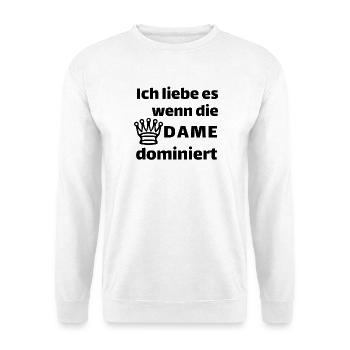 Schach_Dame - Unisex Pullover - Weiß - Vorne - Alina (178cm) & Michal (187cm)